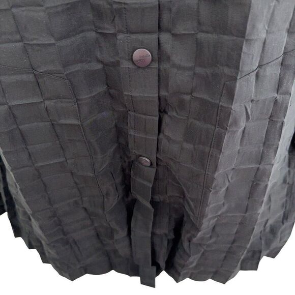 Babette Women's P Black Crinkle Buttoned Lightweight Rain Hooded Jacket Coat - Picture 7 of 13